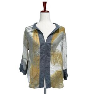 Palma Leone‎ Top Size Small Women's Abstract Painted Breezy Tunic Art to Wear